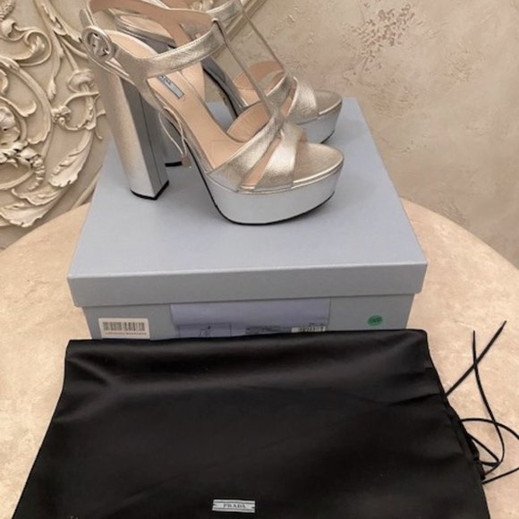 PRADA Silver Sandals Size 41 - Picture 10 of 11